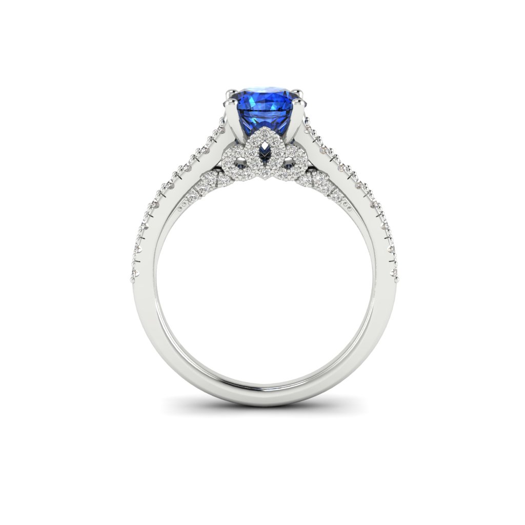 White Gold Brilliant Cut Blue Sapphire Engagement Ring Vera