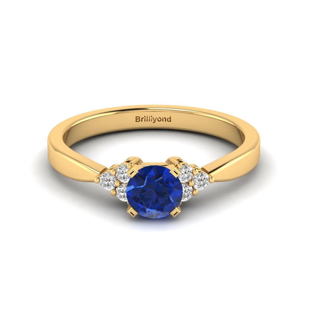 Yellow Gold Brilliant Cut Blue Sapphire Engagement Ring Jasmine