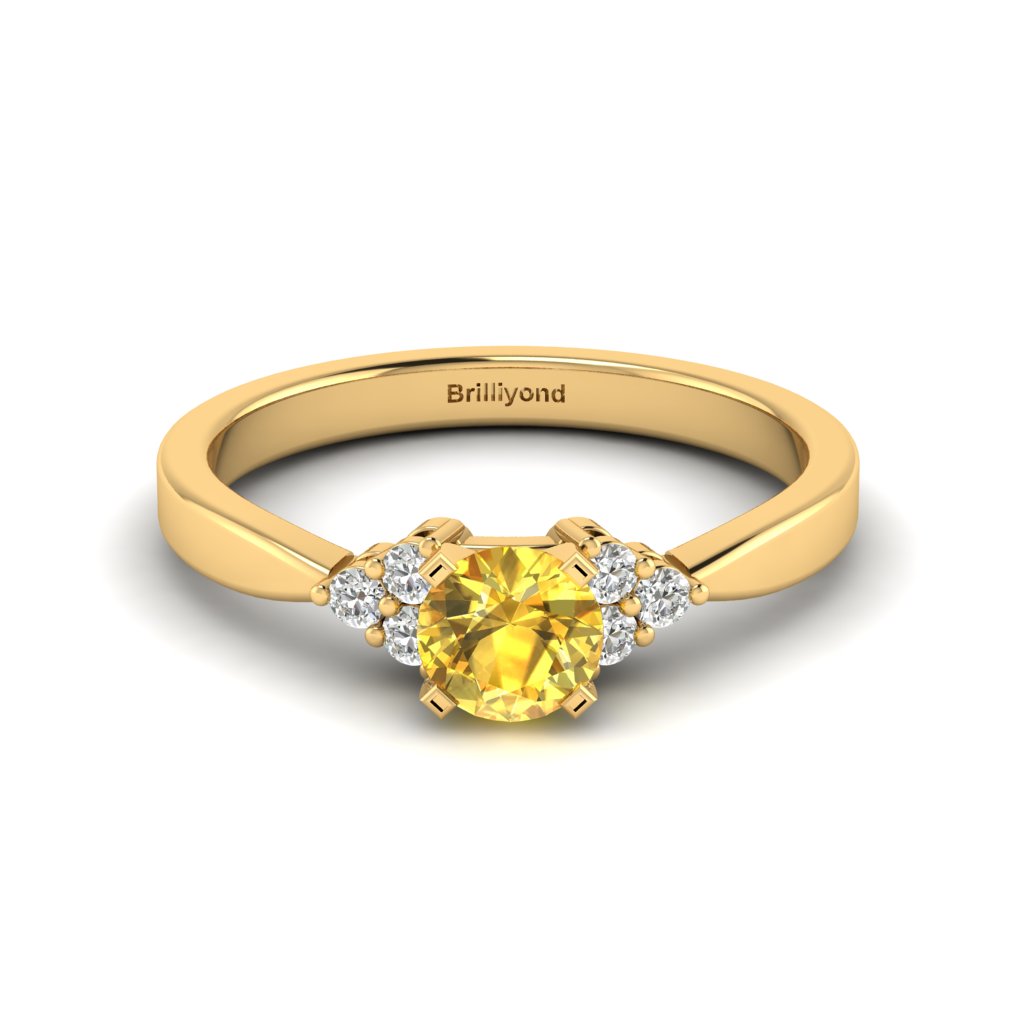 Yellow Gold Brilliant Cut Yellow Sapphire Engagement Ring Jasmine