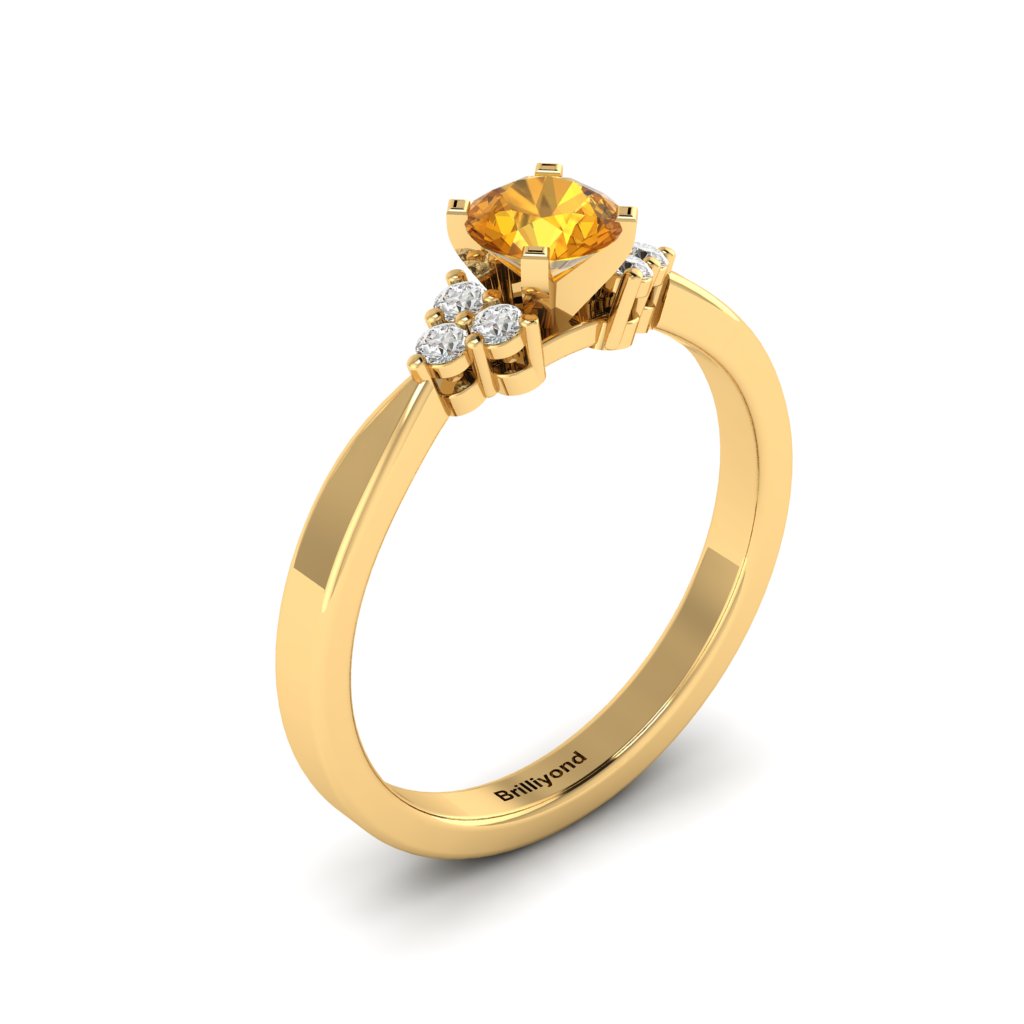 Yellow Gold Brilliant Cut Yellow Sapphire Engagement Ring Jasmine