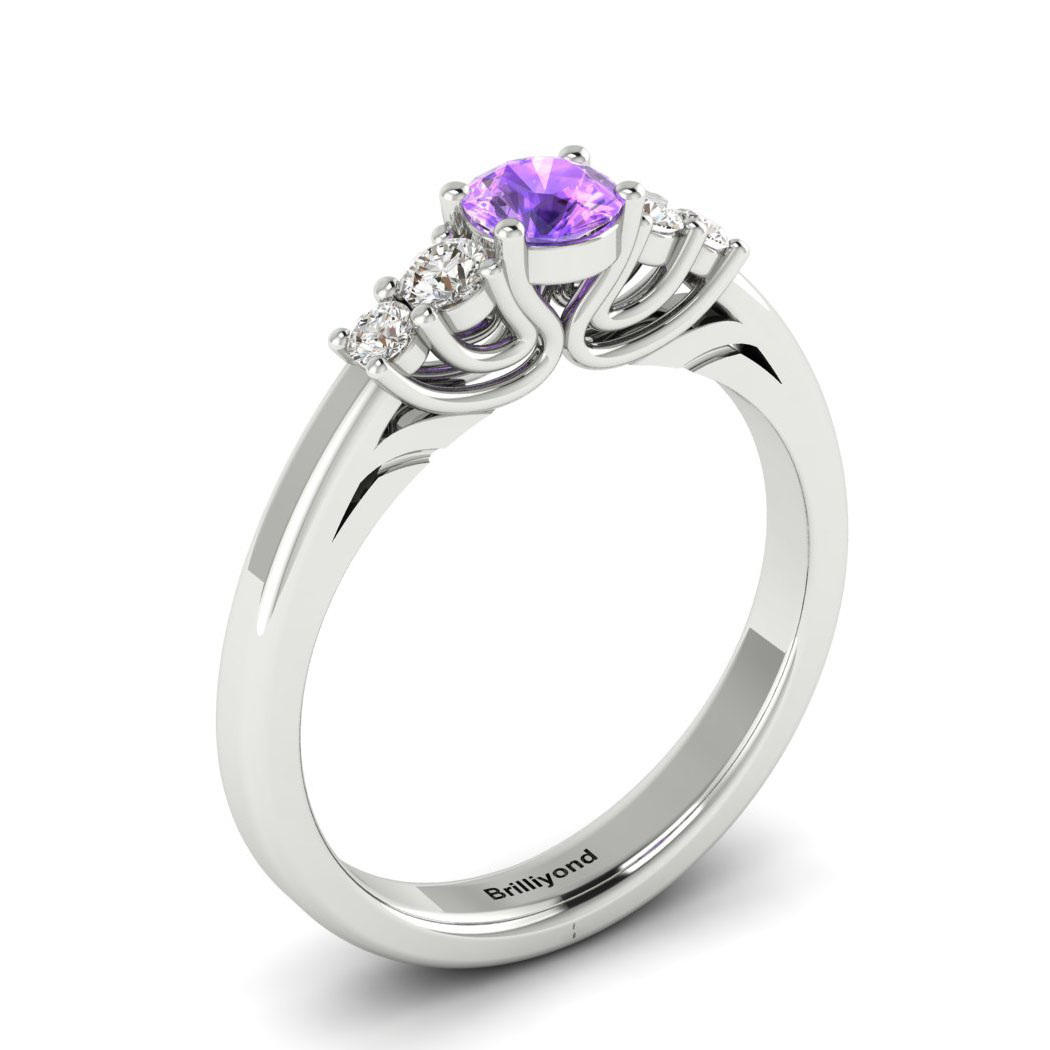 Claddagh Amethyst Engagement Ring in White Gold