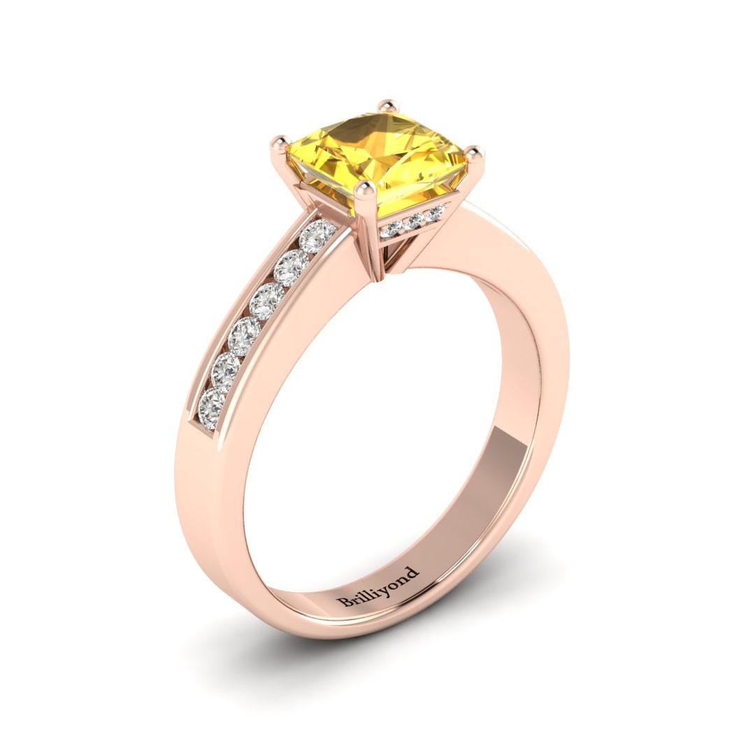 Yellow Sapphire Rose Gold Princess Cut Engagement Ring Pharos