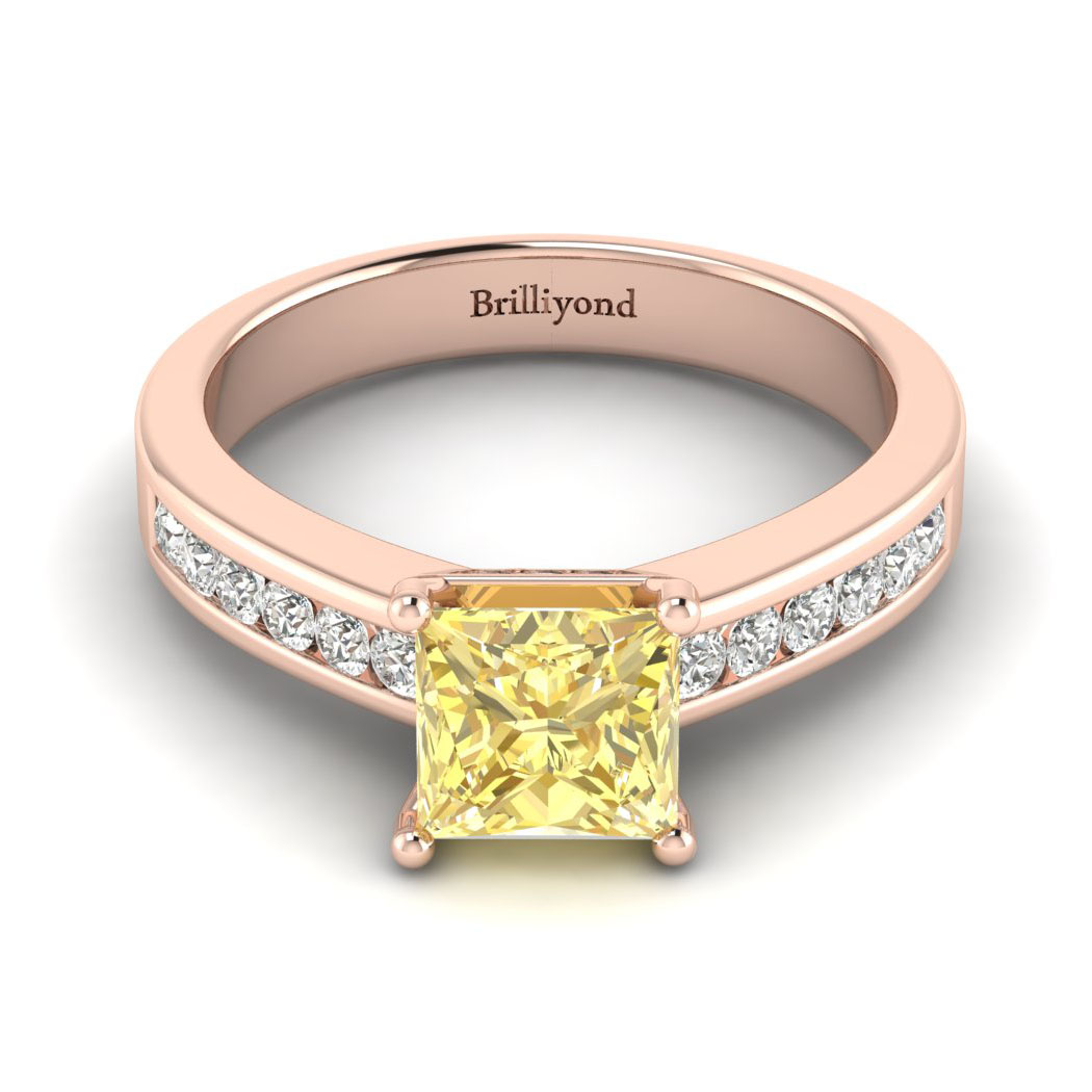 Yellow Sapphire Rose Gold Princess Cut Engagement Ring Pharos