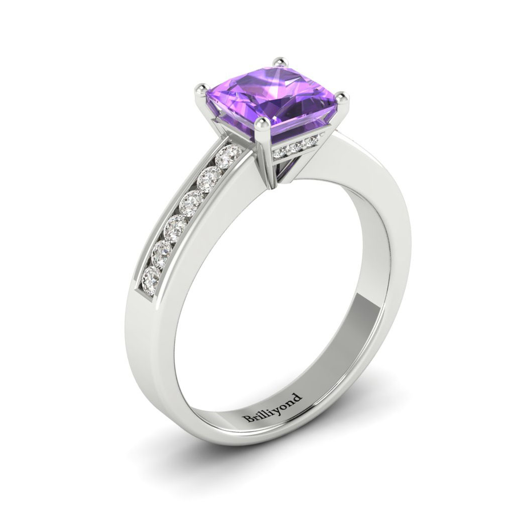 Amethyst White Gold Princess Cut Engagement Ring Pharos