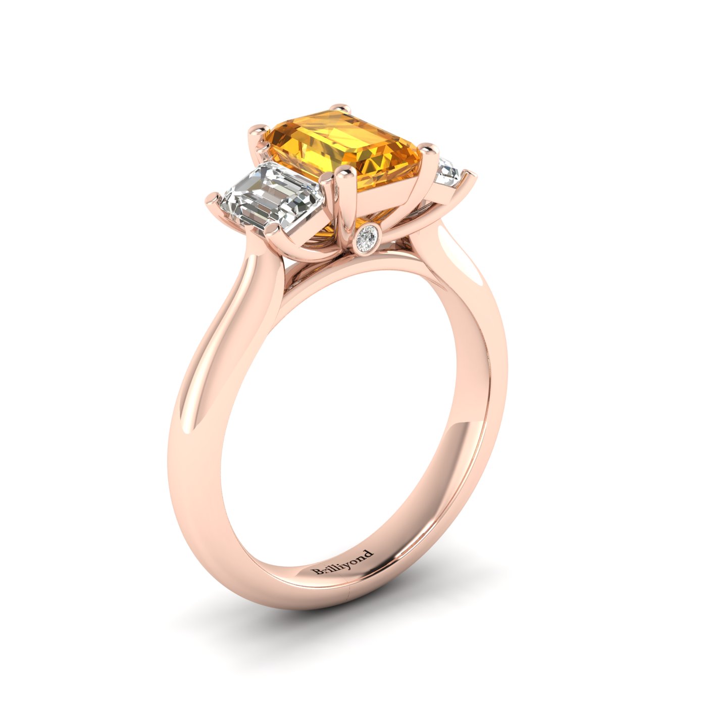 Yellow Sapphire Rose Gold Emerald Cut Engagement Ring Blanche