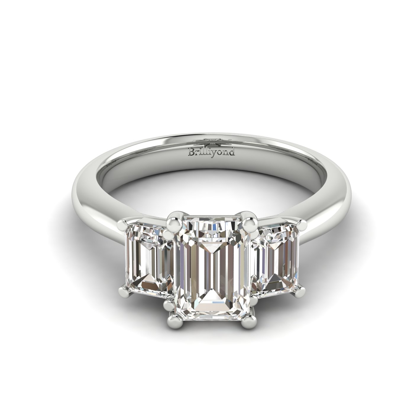 White Sapphire White Gold Emerald Cut Engagement Ring Blanche