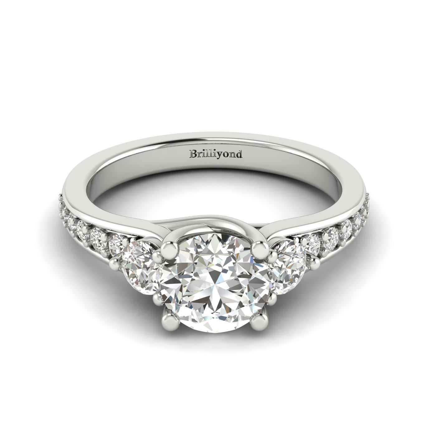 Diamond White Gold Three Stone Engagement Ring Sorento