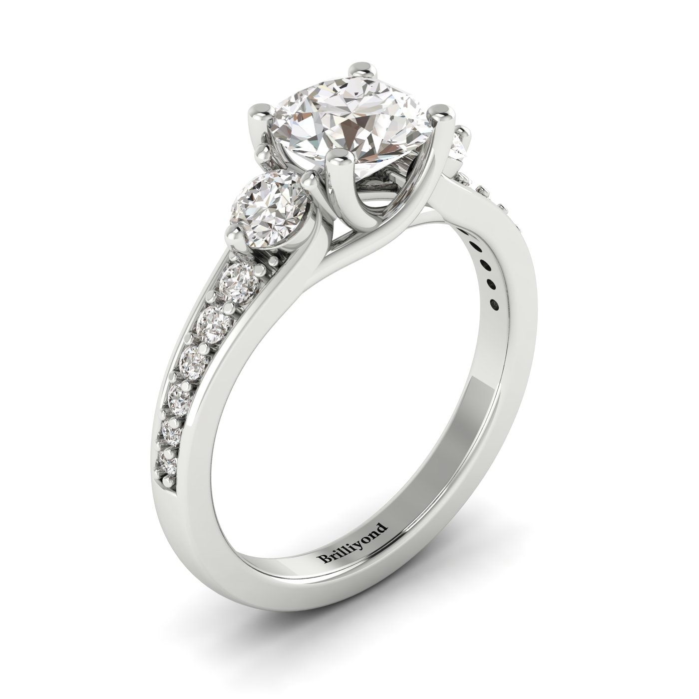 Diamond White Gold Three Stone Engagement Ring Sorento