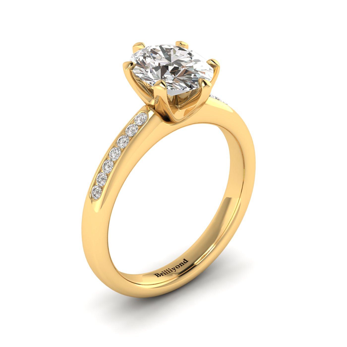 Diamond Yellow Gold Oval Engagement Ring Nymph