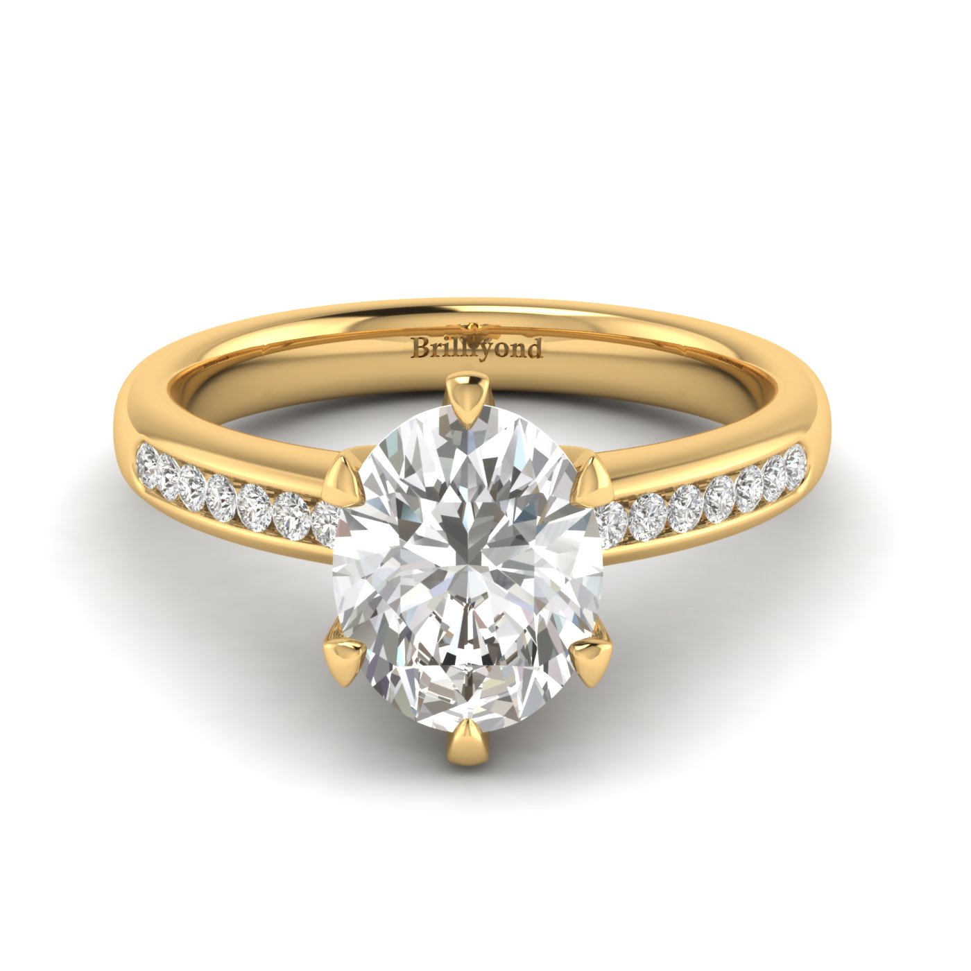 Diamond Yellow Gold Oval Engagement Ring Nymph