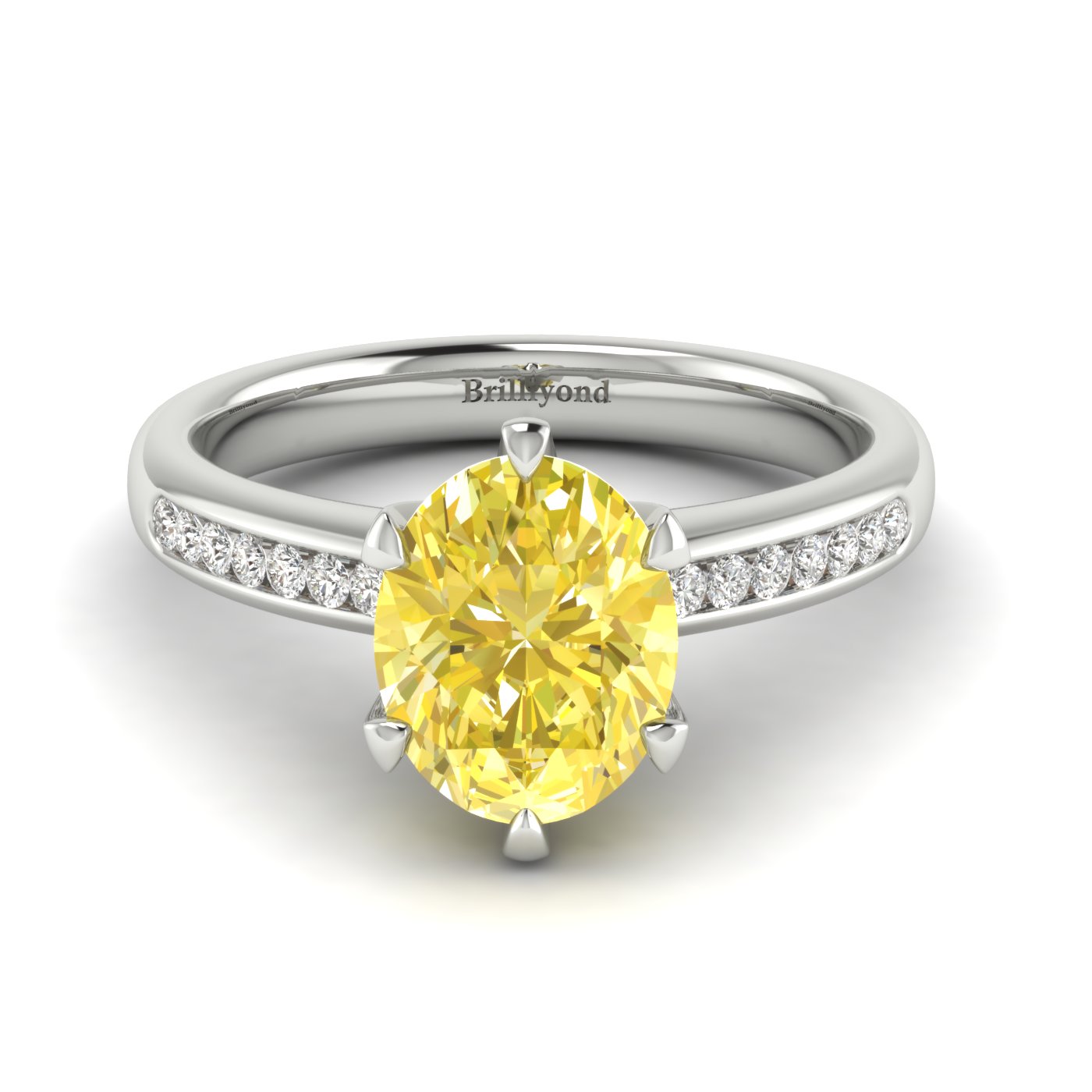 Yellow Sapphire White Gold Oval Engagement Ring Nymph