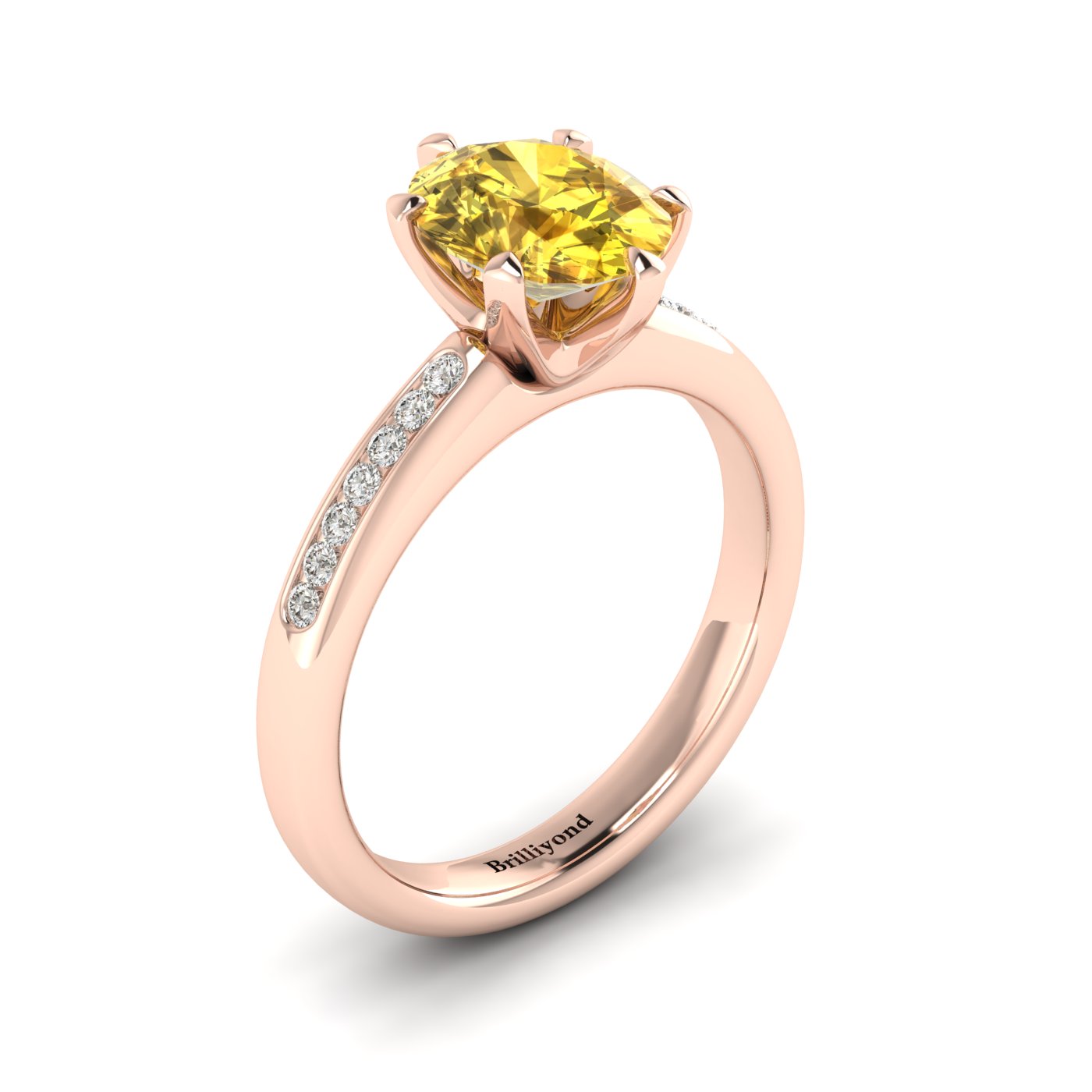 Yellow Sapphire Rose Gold Oval Engagement Ring Nymph