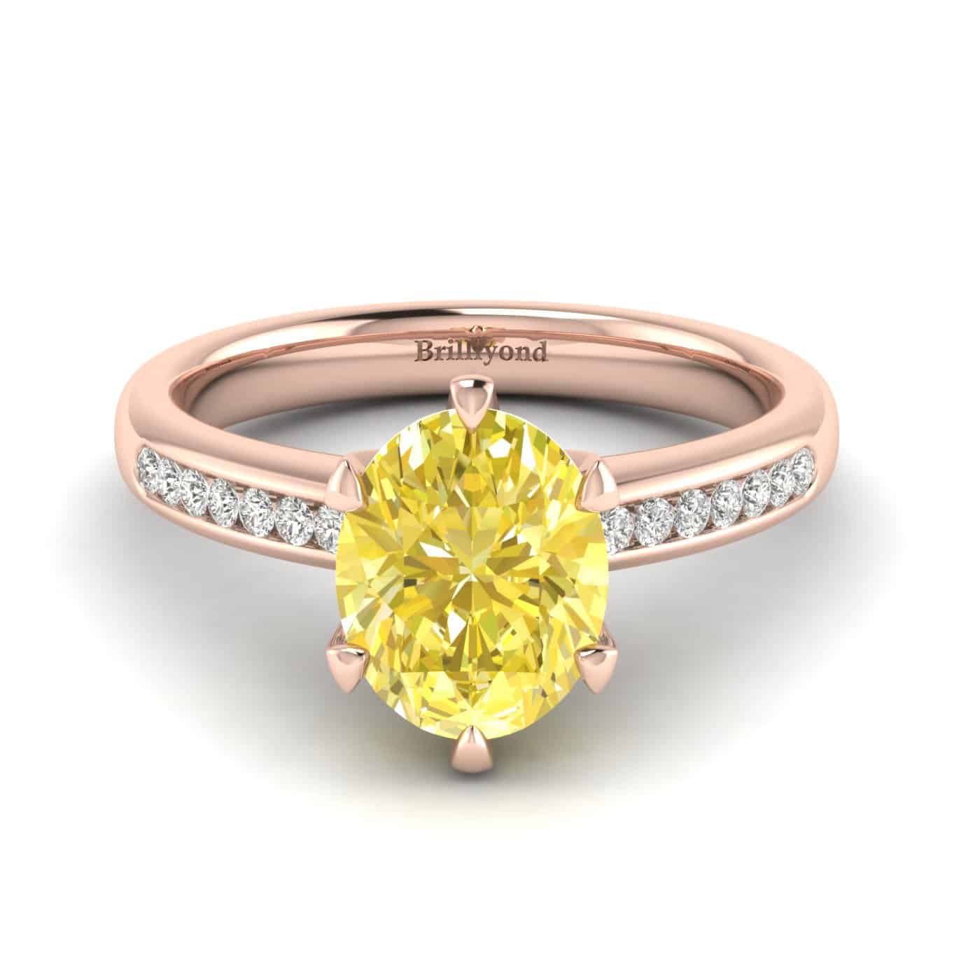 Yellow Sapphire Rose Gold Oval Engagement Ring Nymph