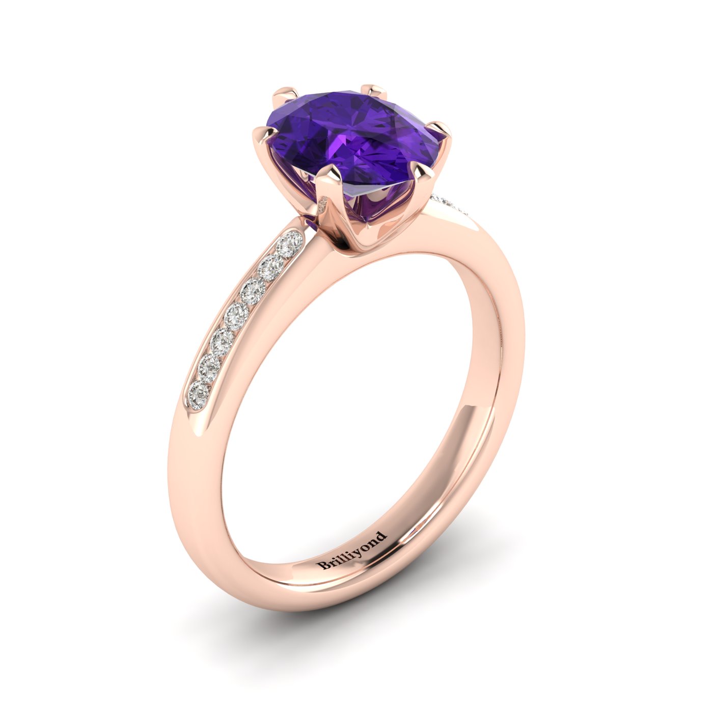 Amethyst Rose Gold Oval Engagement Ring Nymph
