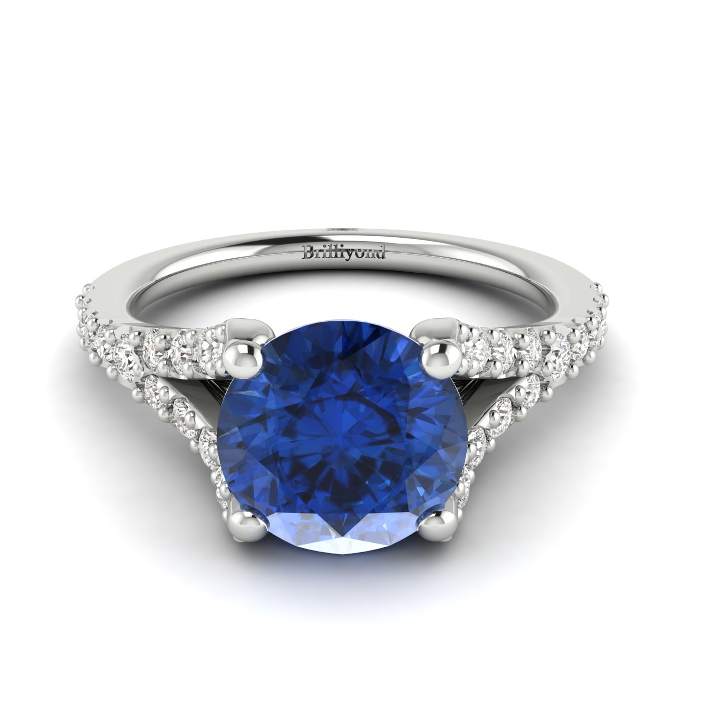 Blue Sapphire White Gold Round Engagement Ring Juliana