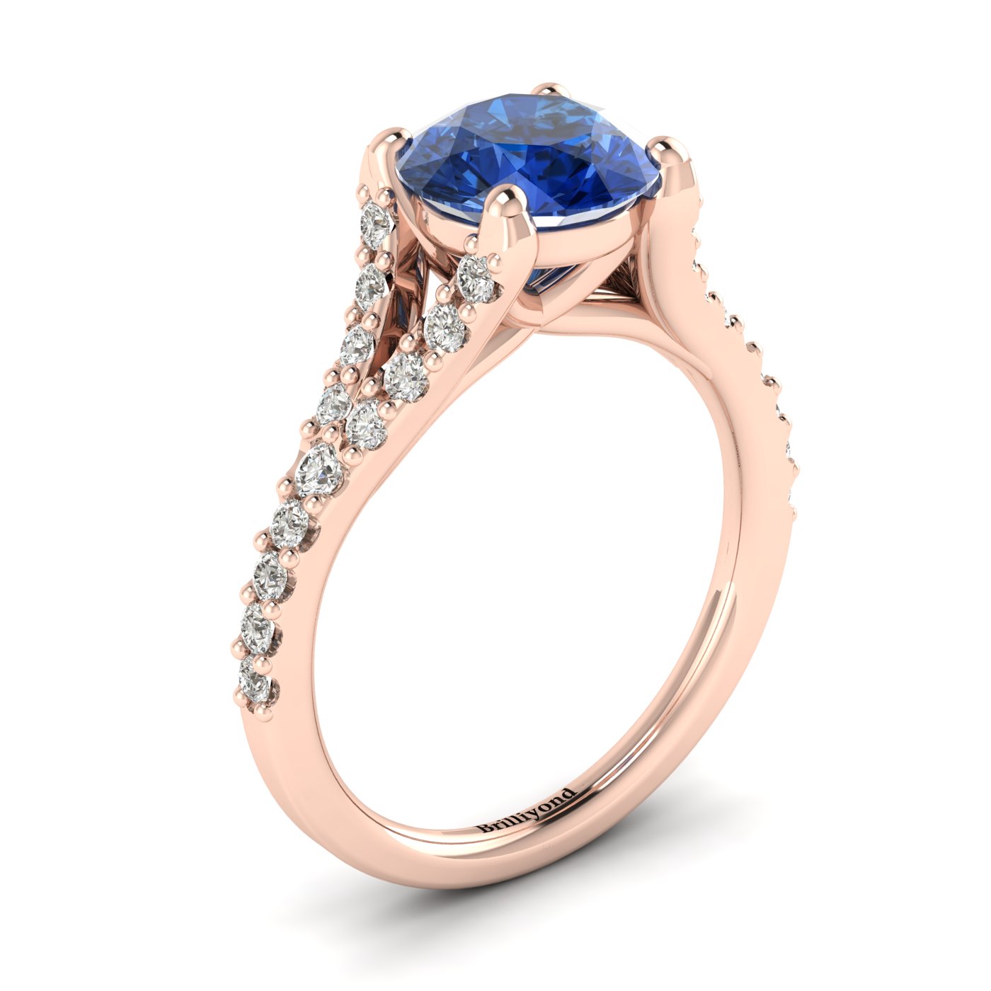 Blue Sapphire Rose Gold Round Engagement Ring Juliana