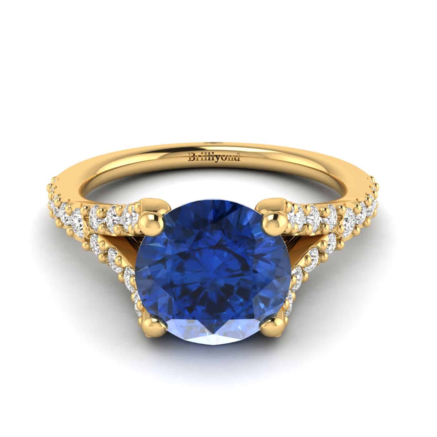 Blue Sapphire Yellow Gold Round Engagement Ring Juliana
