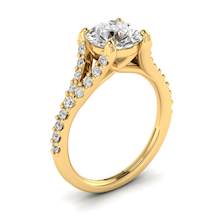 Original design Australian diamond engagement ring in 18k yellow gold band.