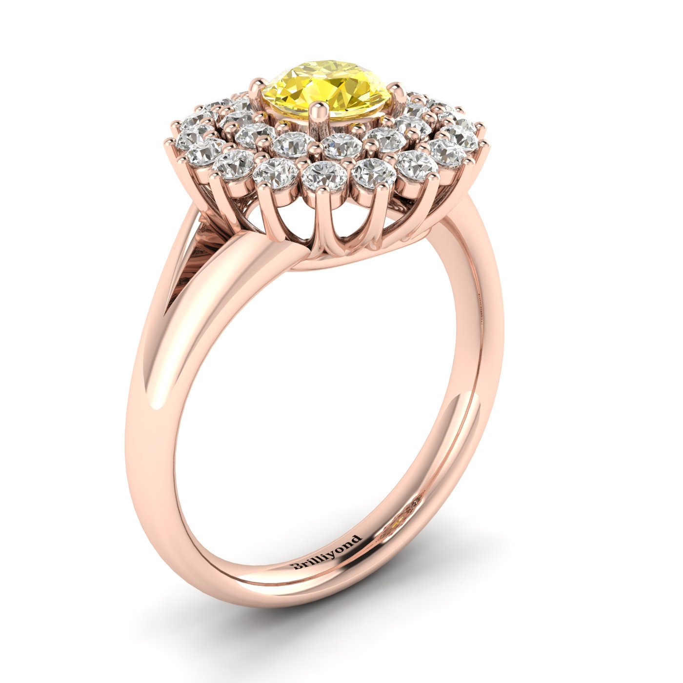 Yellow Sapphire Rose Gold Cluster Engagement Ring Aquila