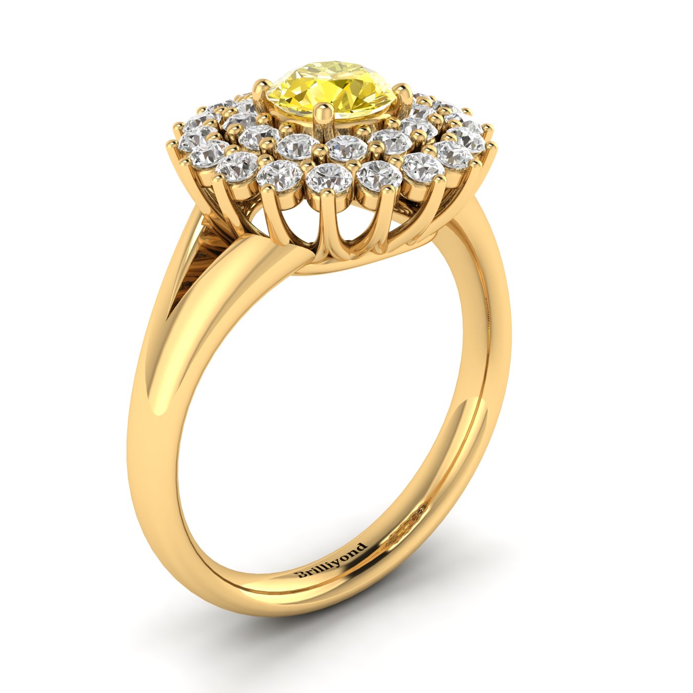 Yellow Sapphire Yellow Gold Cluster Engagement Ring Aquila