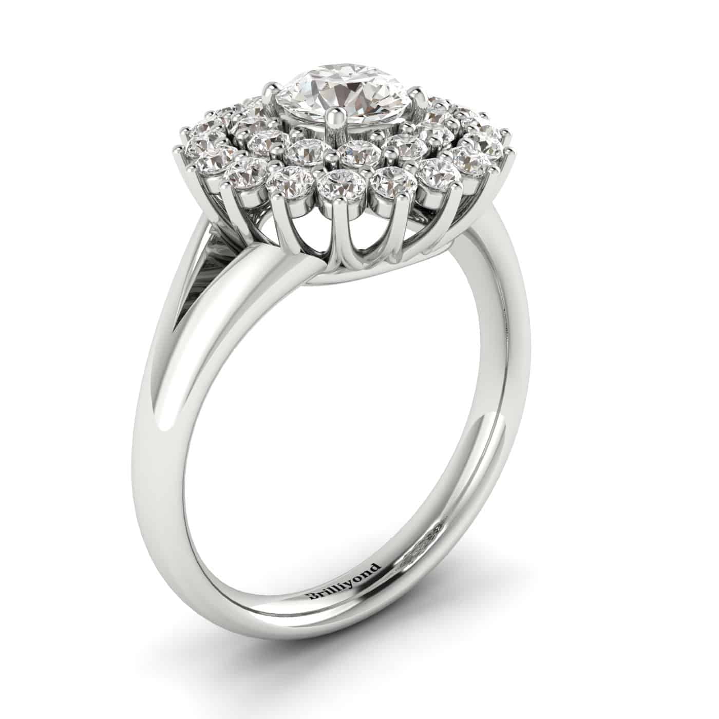 Diamond White Gold Cluster Engagement Ring Aquila