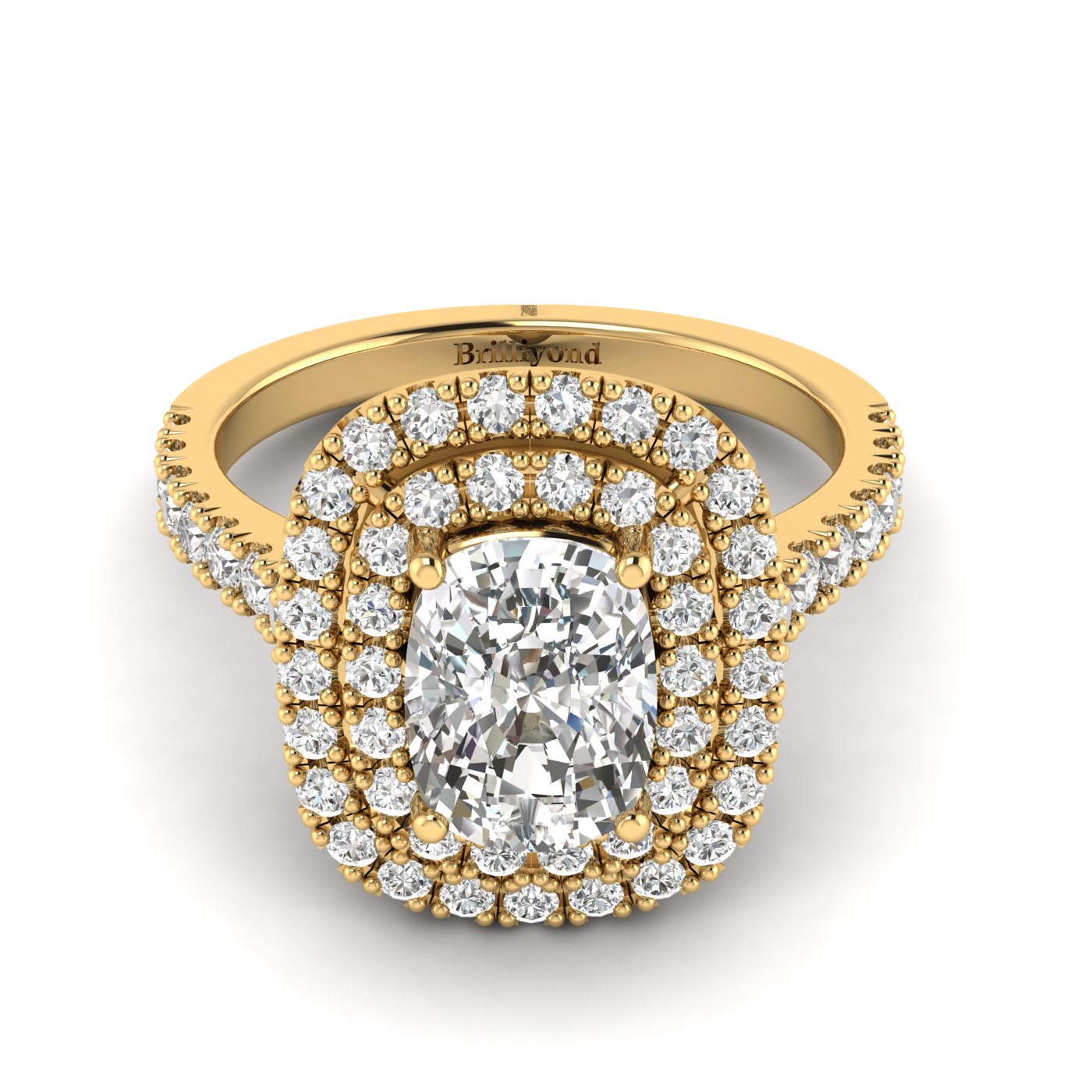Diamond Yellow Gold Halo Engagement Ring Corona