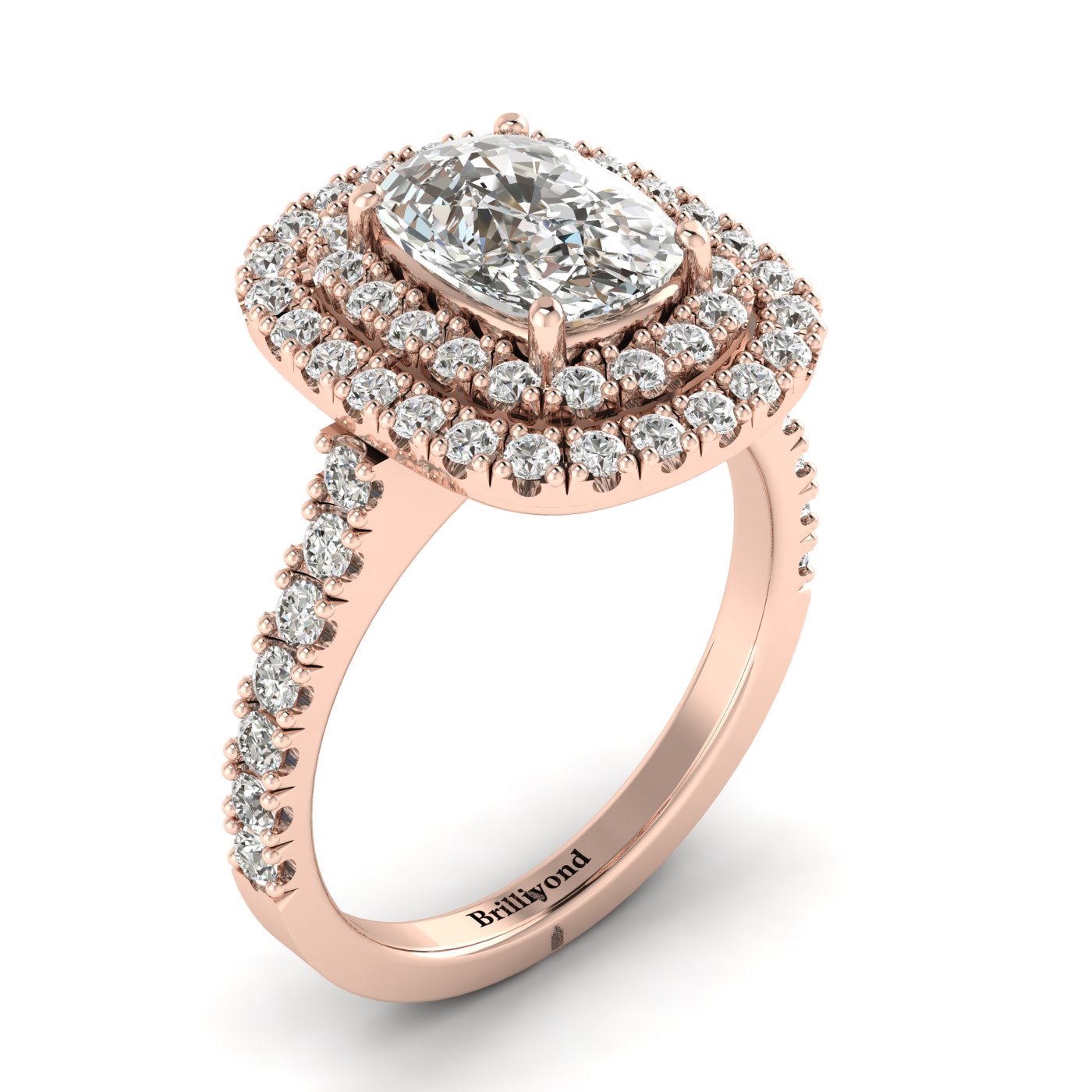 Diamond Rose Gold Halo Engagement Ring Corona
