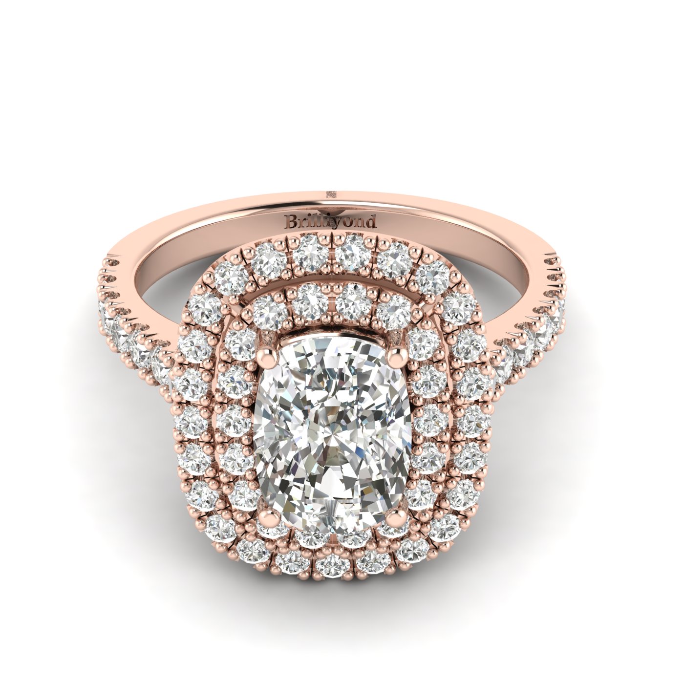 Diamond Rose Gold Halo Engagement Ring Corona