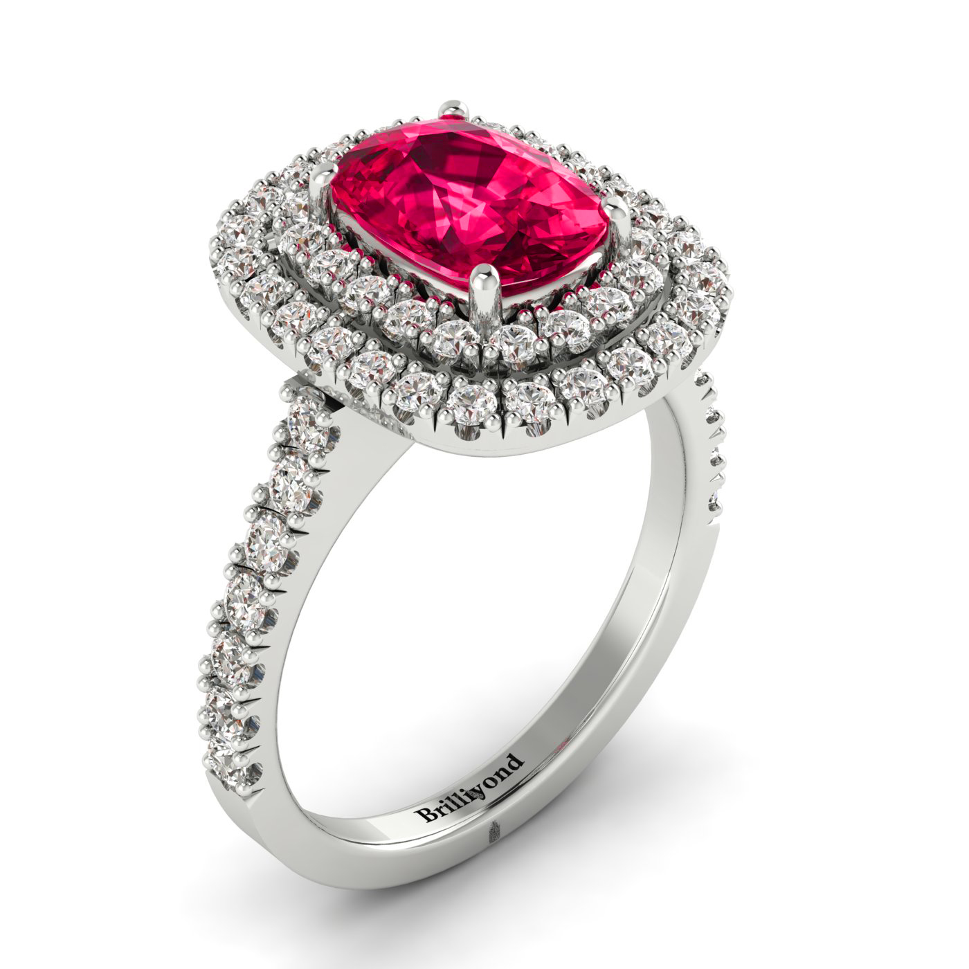 Sophisticated Ruby Ring with Conflict-free Accent Diamonds by Brilliyond