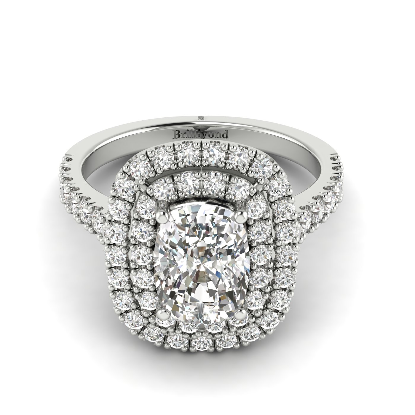 White Sapphire White Gold Halo Engagement Ring Corona