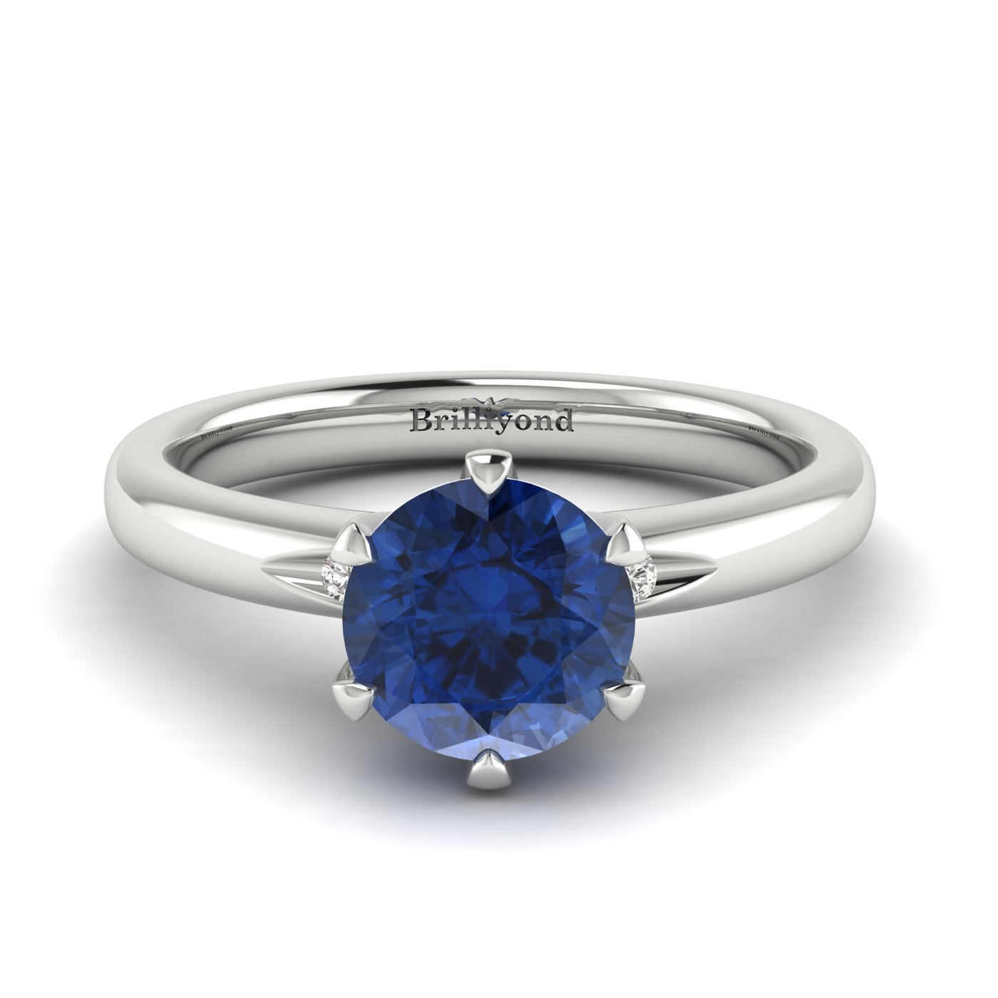 Blue Sapphire White Gold Solitaire Engagement Ring Byond
