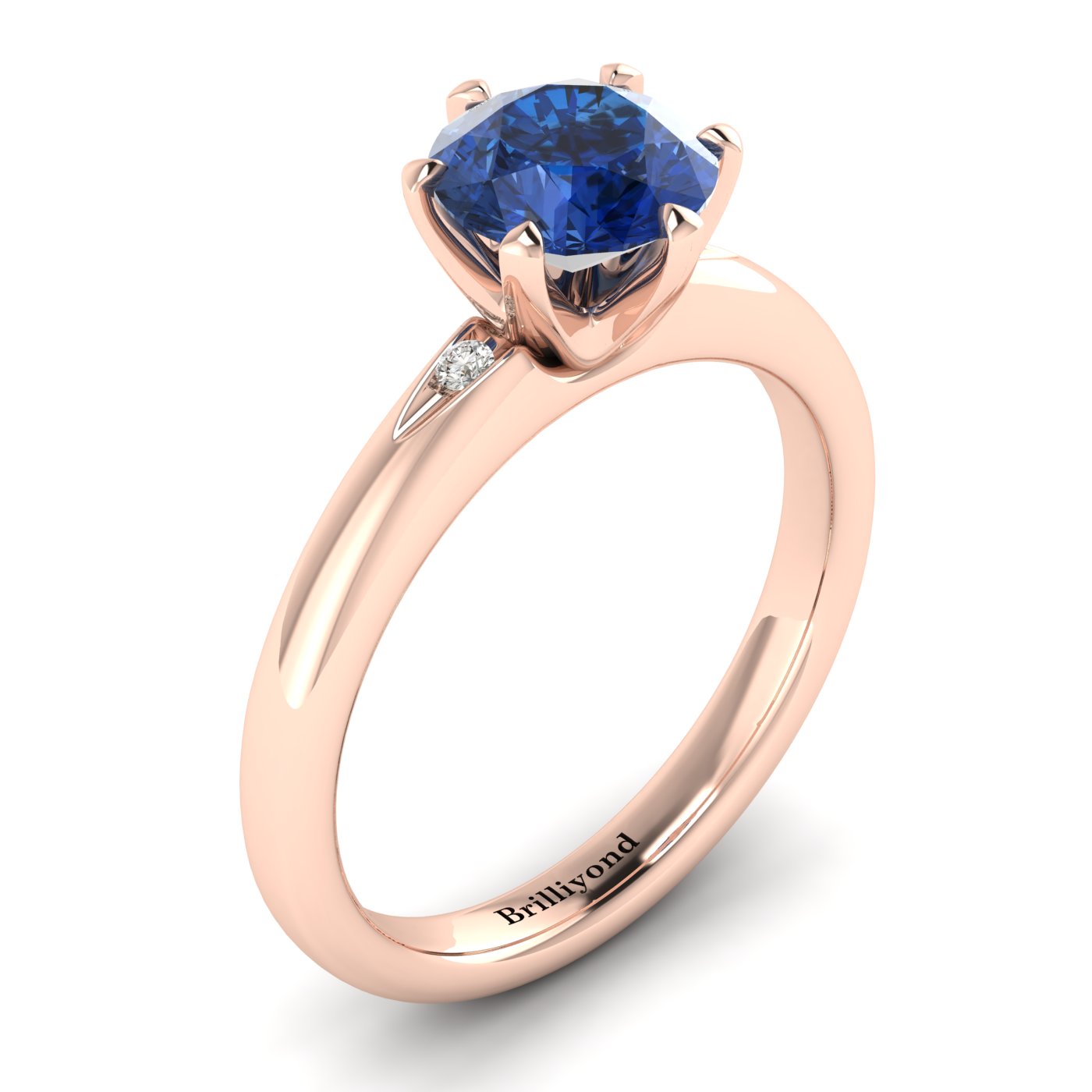 Blue Sapphire Rose Gold Solitaire Engagement Ring Byond