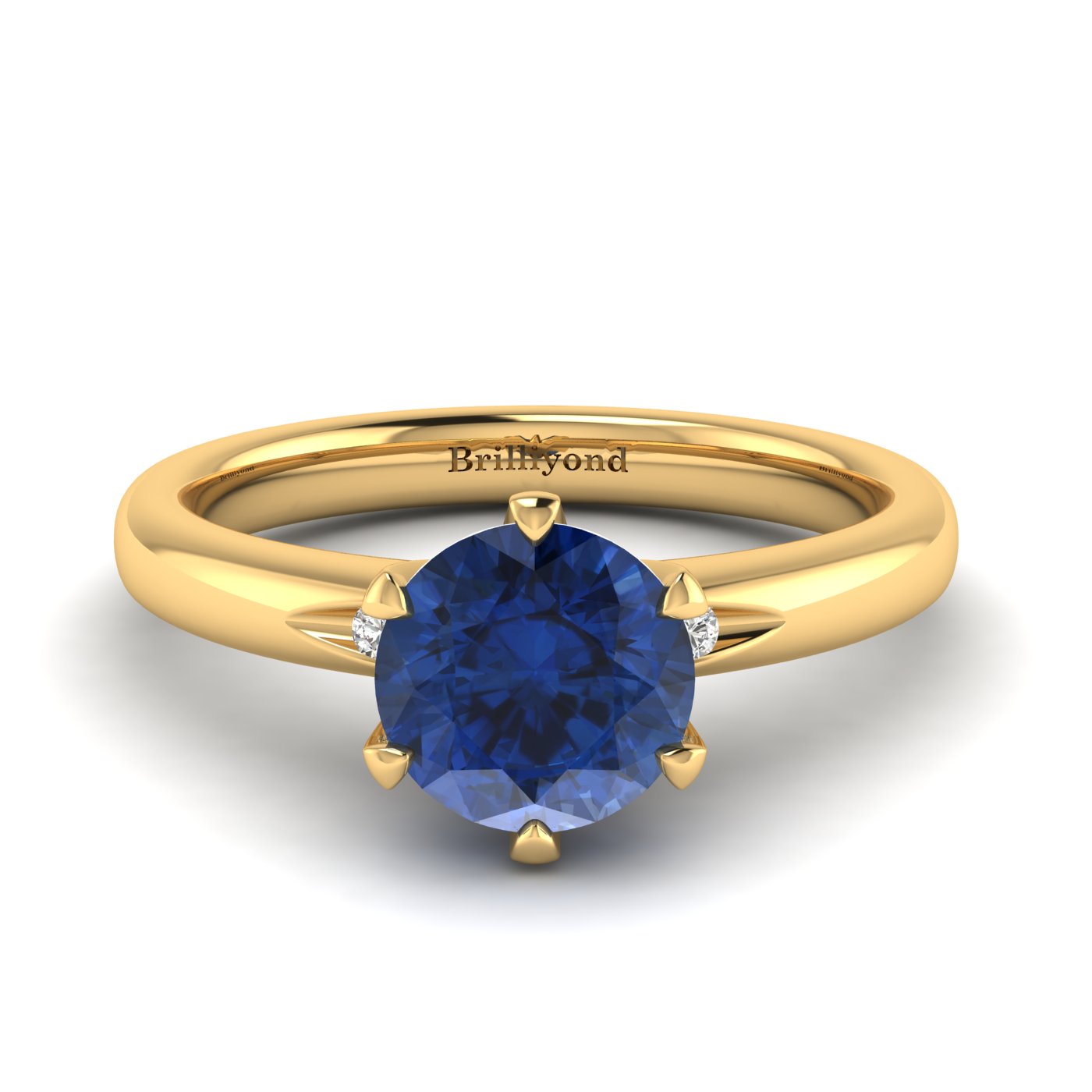 Solitaire Sapphire Engagement Ring Byond Blue Sapphire Yellow Gold 