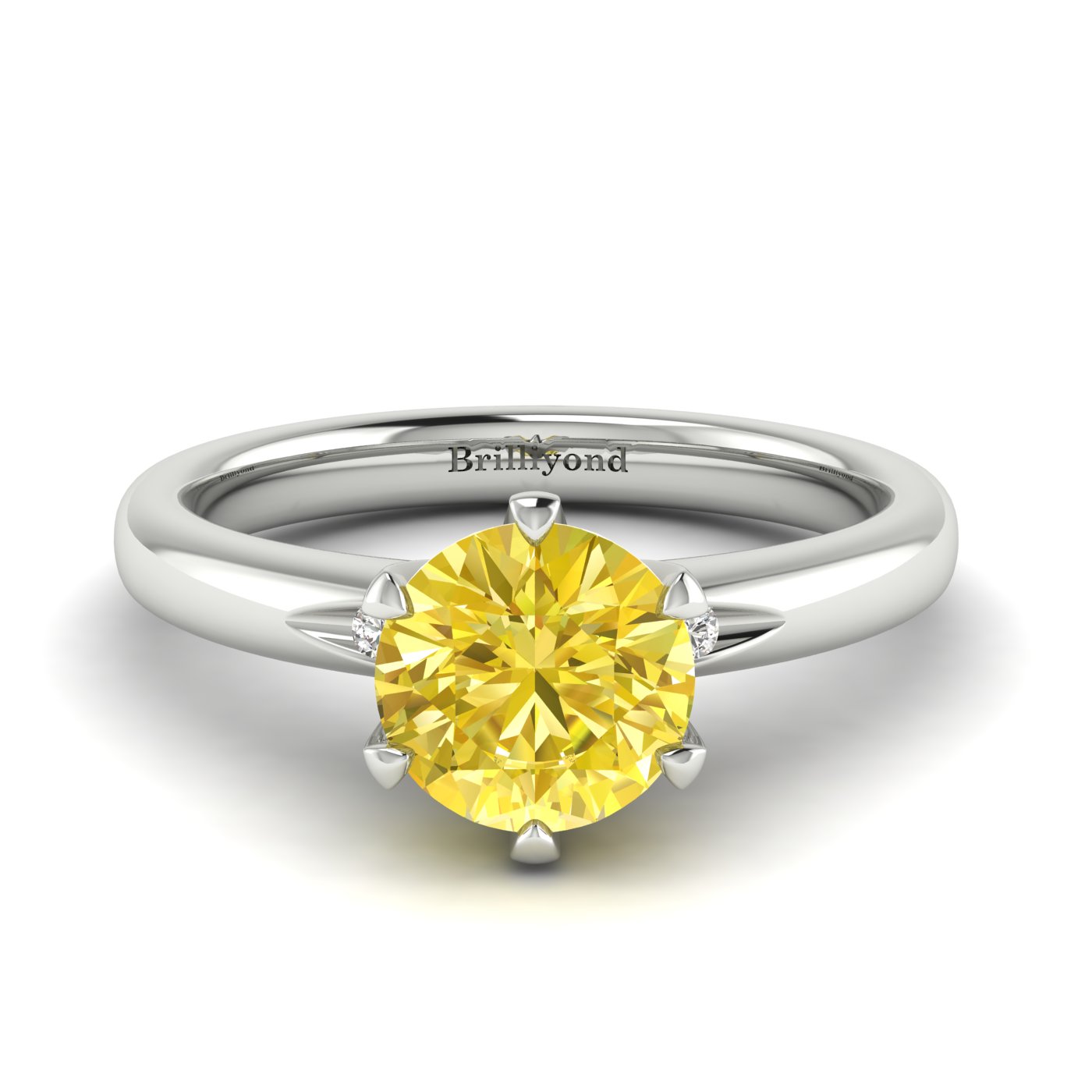 Yellow Sapphire White Gold Solitaire Engagement Ring Byond