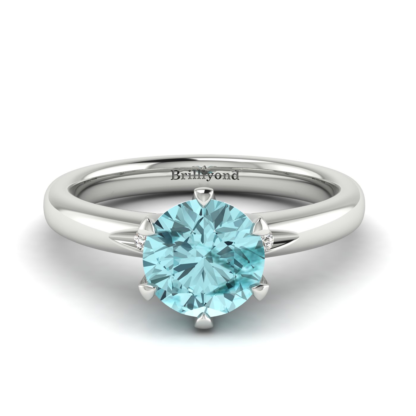 Aquamarine White Gold Solitaire Engagement Ring Byond