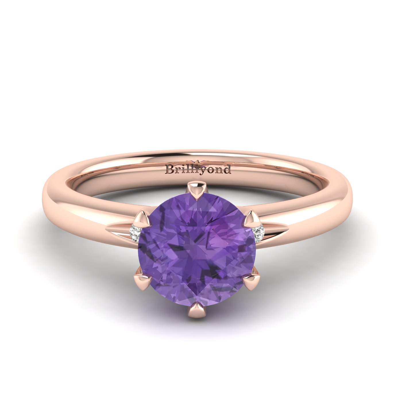 Amethyst Rose Gold Solitaire Engagement Ring Byond
