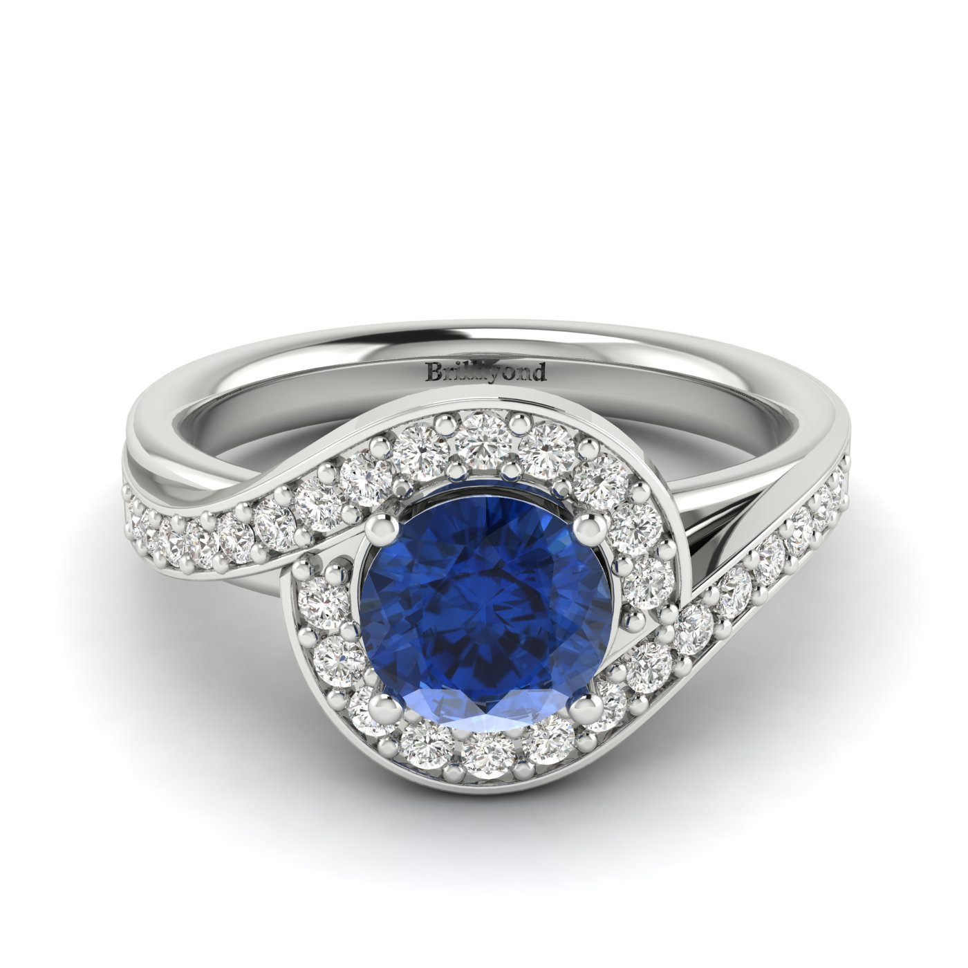 Sapphire Engagement Ring Marigold Blue Sapphire White Gold Halo