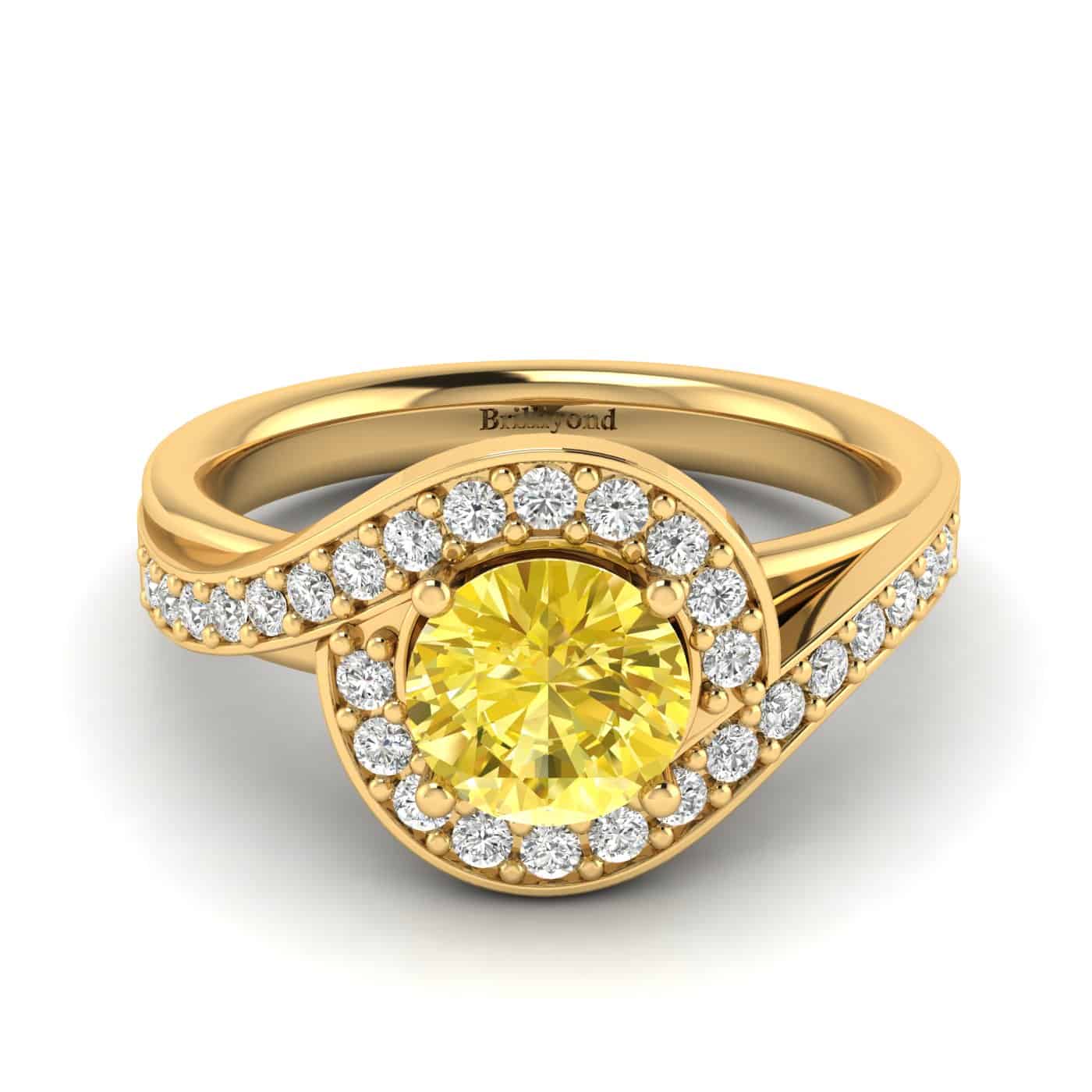 Yellow Sapphire Yellow Gold Halo Engagement Ring Marigold