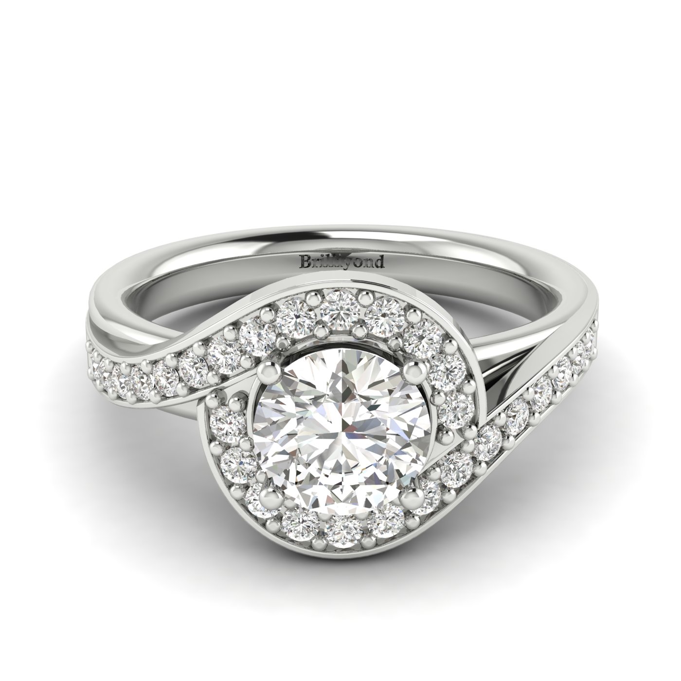 Diamond White Gold Halo Engagement Ring Marigold