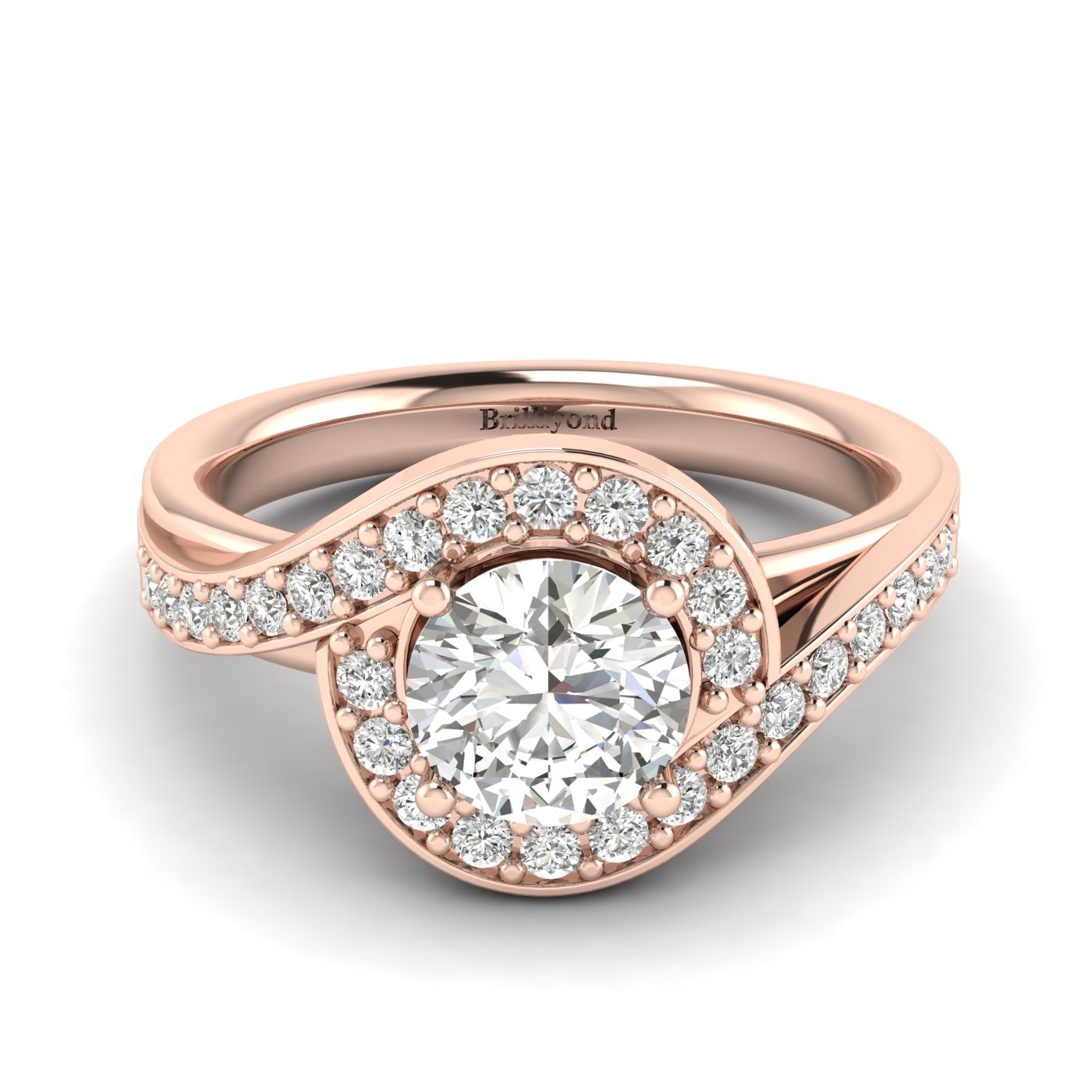 Diamond Rose Gold Halo Engagement Ring Marigold
