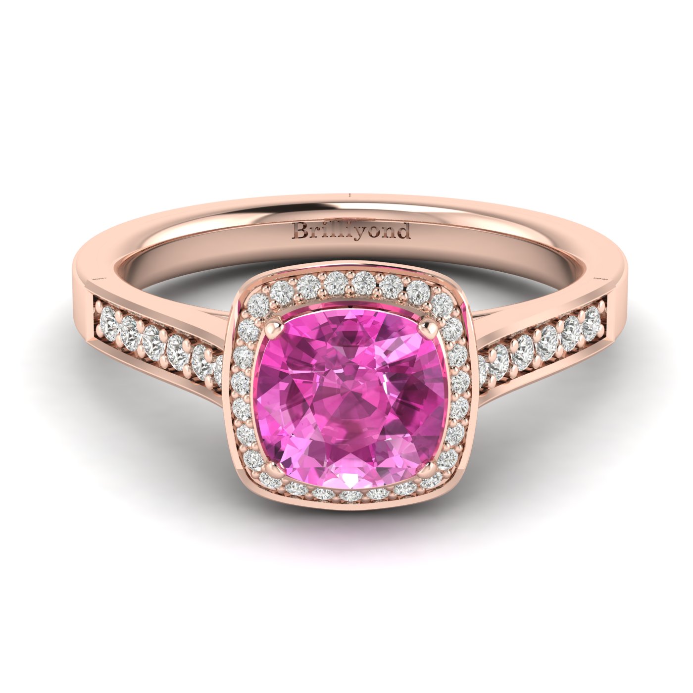 Pink Sapphire Rose Gold Cushion Cut Engagement Ring Arcadia