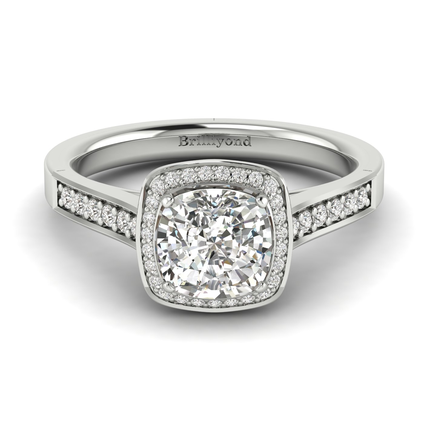 White Sapphire White Gold Cushion Cut Engagement Ring Arcadia