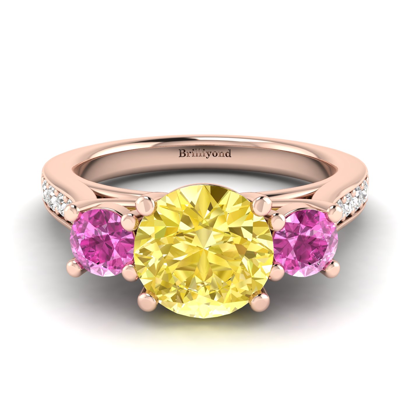 Yellow Sapphire Rose Gold Colour Accented Engagement Ring Paradise