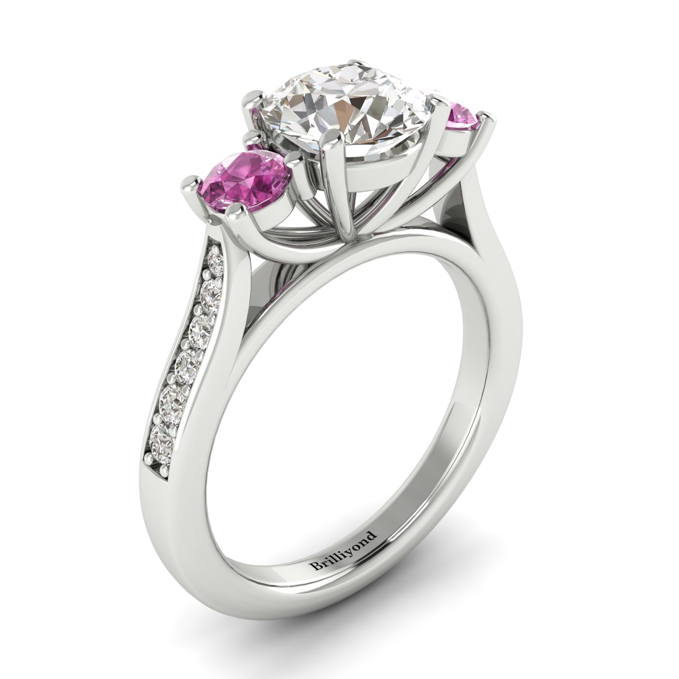 Diamond White Gold Colour Accented Engagement Ring Paradise