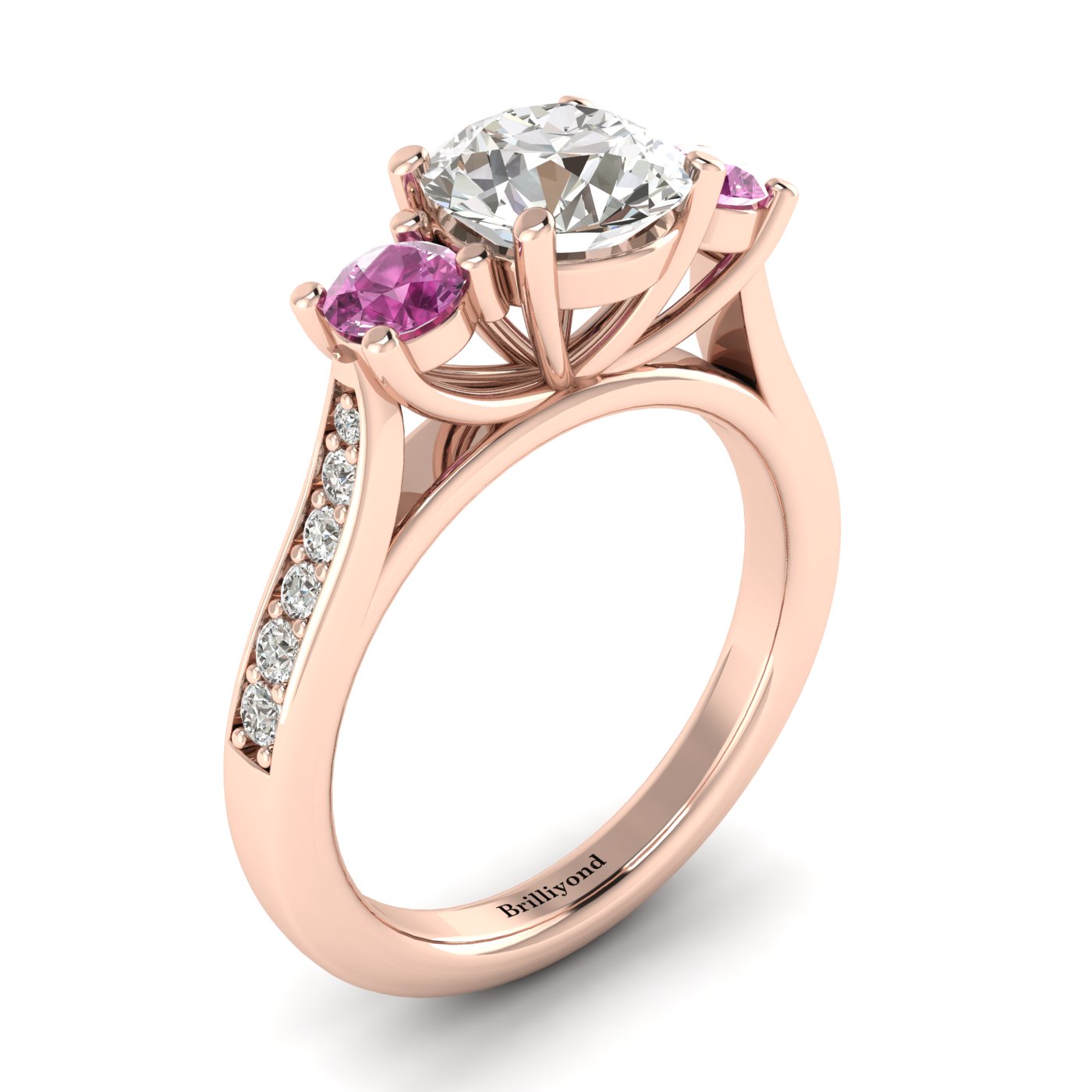 Diamond Rose Gold Colour Accented Engagement Ring Paradise