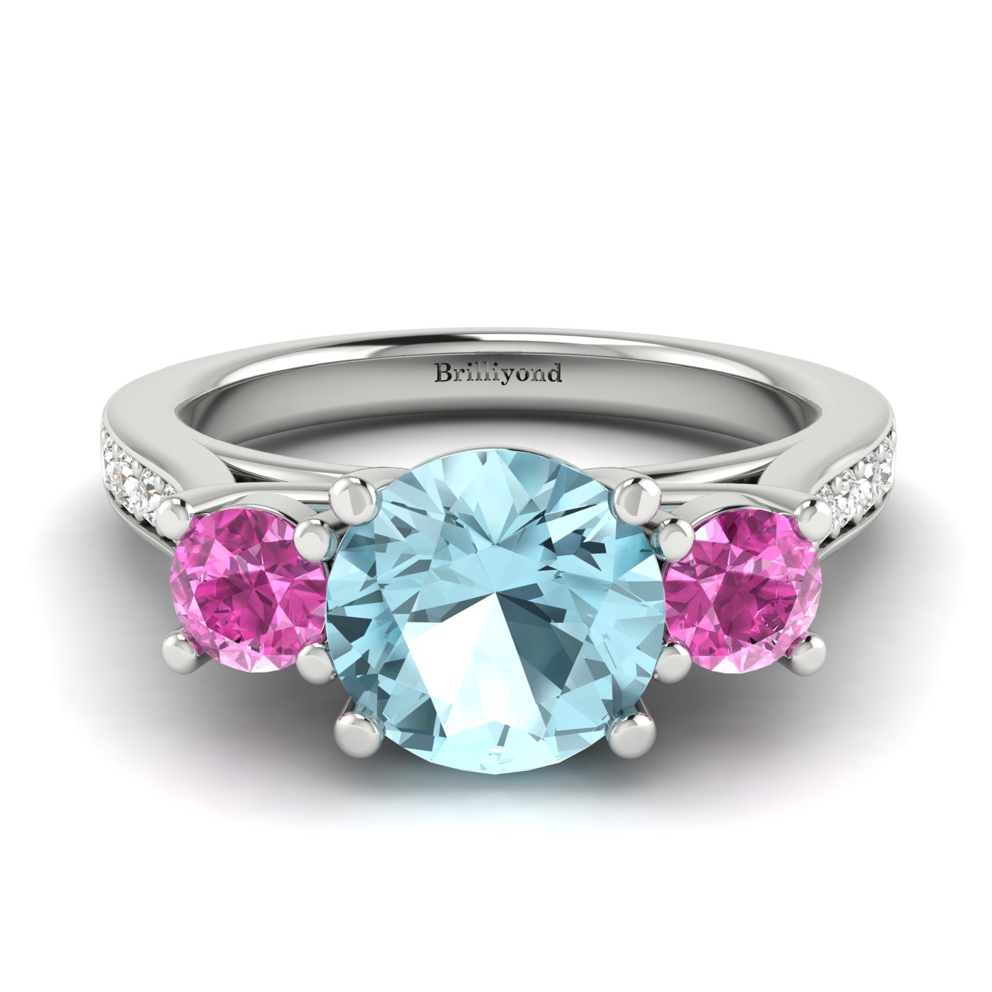 Aquamarine White Gold Colour Accented Engagement Ring Paradise