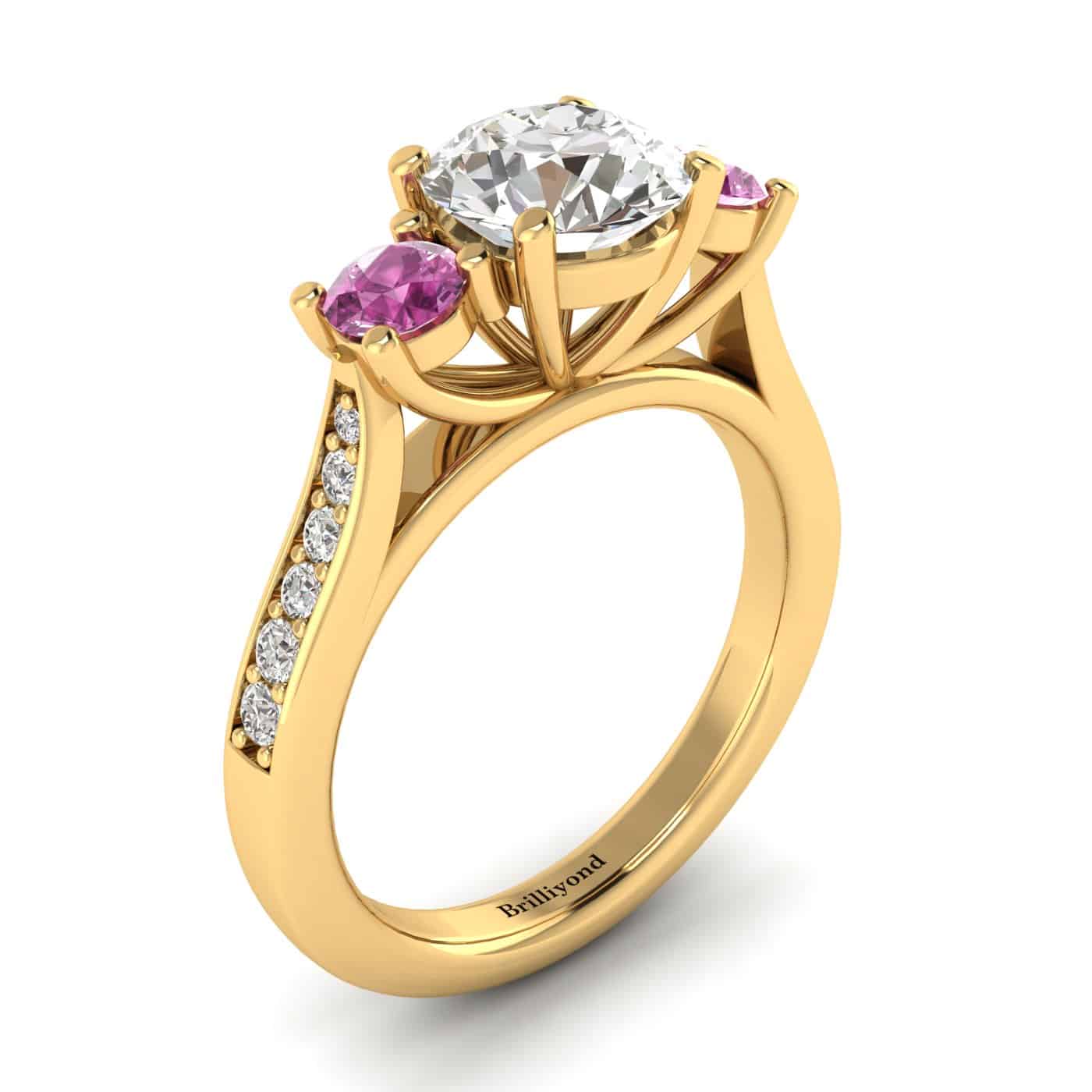 White Sapphire Yellow Gold Colour Accented Engagement Ring Paradise