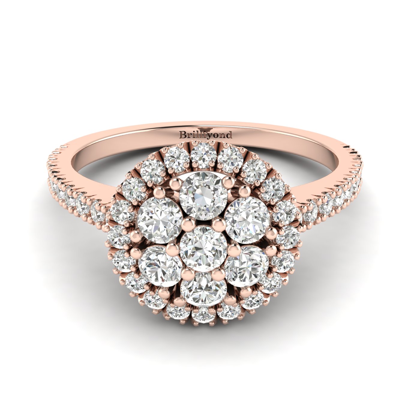 Diamond Rose Gold Cluster Engagement Ring Lantana