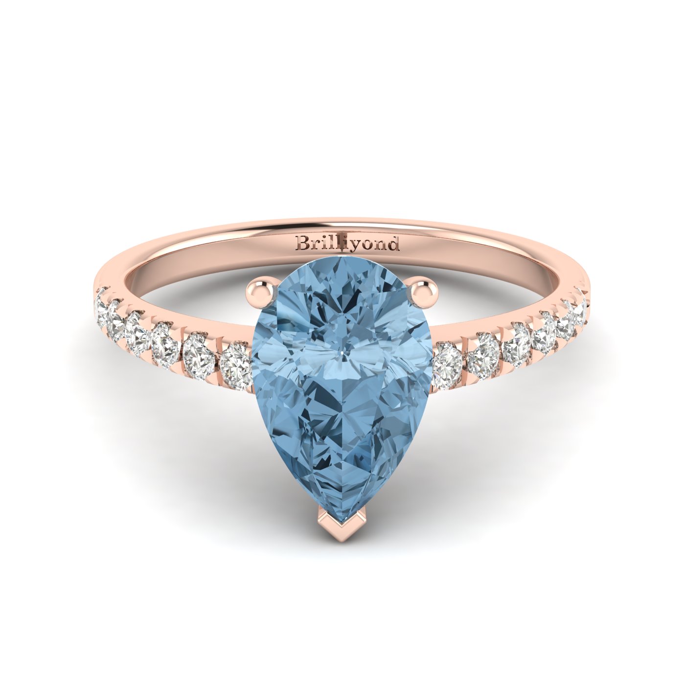 Rose Gold Solitaire Engagement Ring with Aquamarine Centre Stone