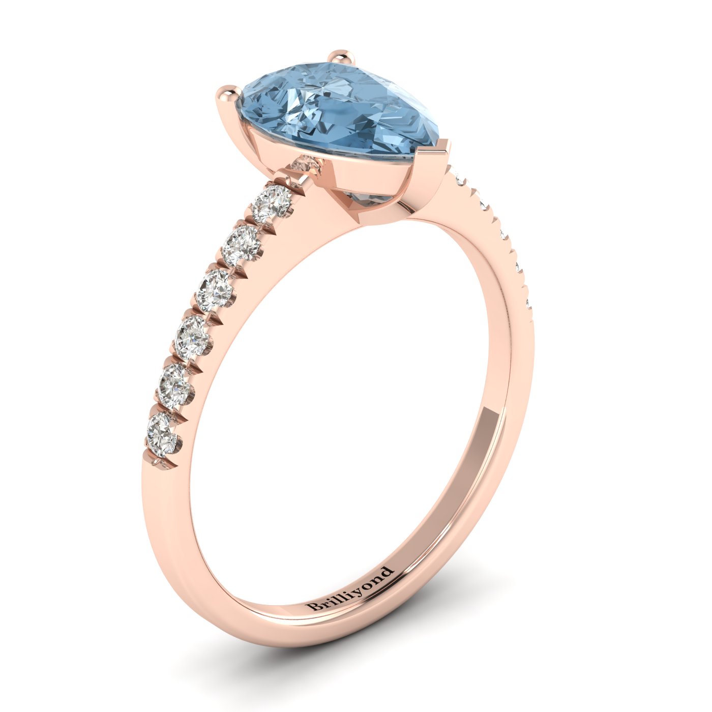 Three Pronged Aquamarine and Diamonds Solitaire Engagement Ring in Australia